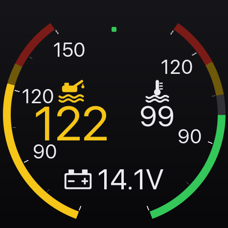 Captura de la cara TEMPERATURAS del pod, tal y como la pinta el firmware
