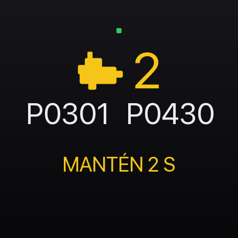 Captura de la cara AVERÍAS del pod, tal y como la pinta el firmware